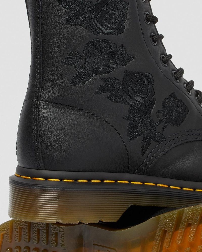 Black Doctor Martens 1460 Vonda Mono - Floral Boots (Softy T) | DG93-K6VX