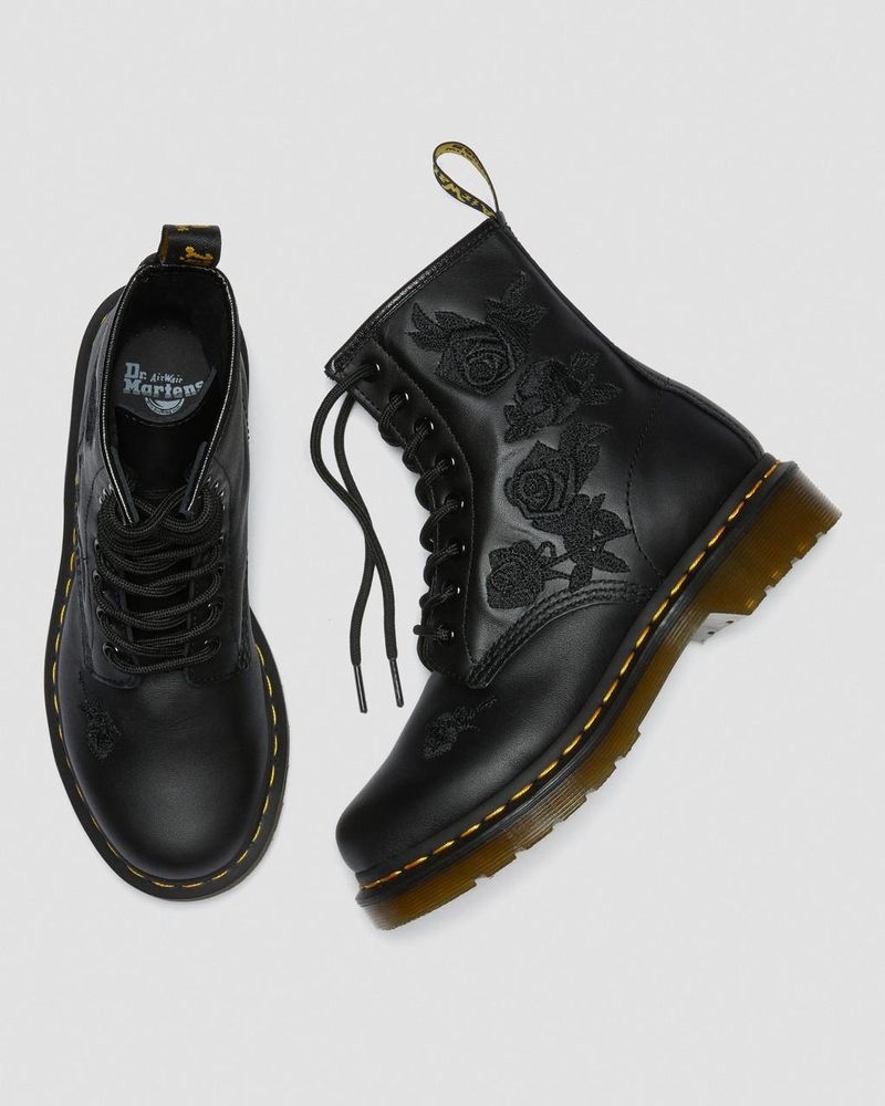 Black Doctor Martens 1460 Vonda Mono - Floral Boots (Softy T) | DG93-K6VX