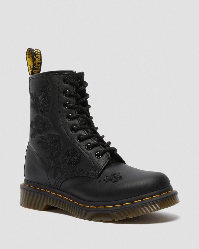 Black Doctor Martens 1460 Vonda Mono - Floral Boots (Softy T) | DG93-K6VX