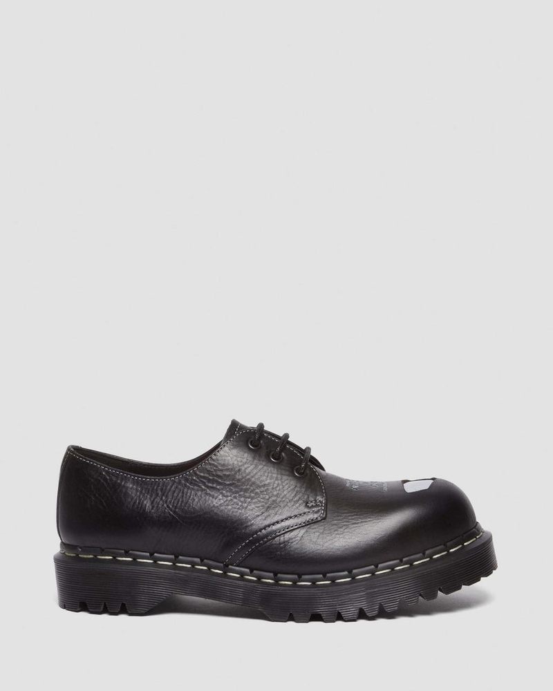 Black Doctor Martens 1461 Bex Exposed Steel Toe Oxford Shoes (Overdrive) | AK17-S9JJ