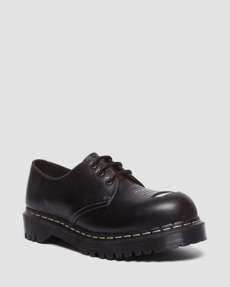 Black Doctor Martens 1461 Bex Exposed Steel Toe Oxford Shoes (Overdrive) | AK17-S9JJ