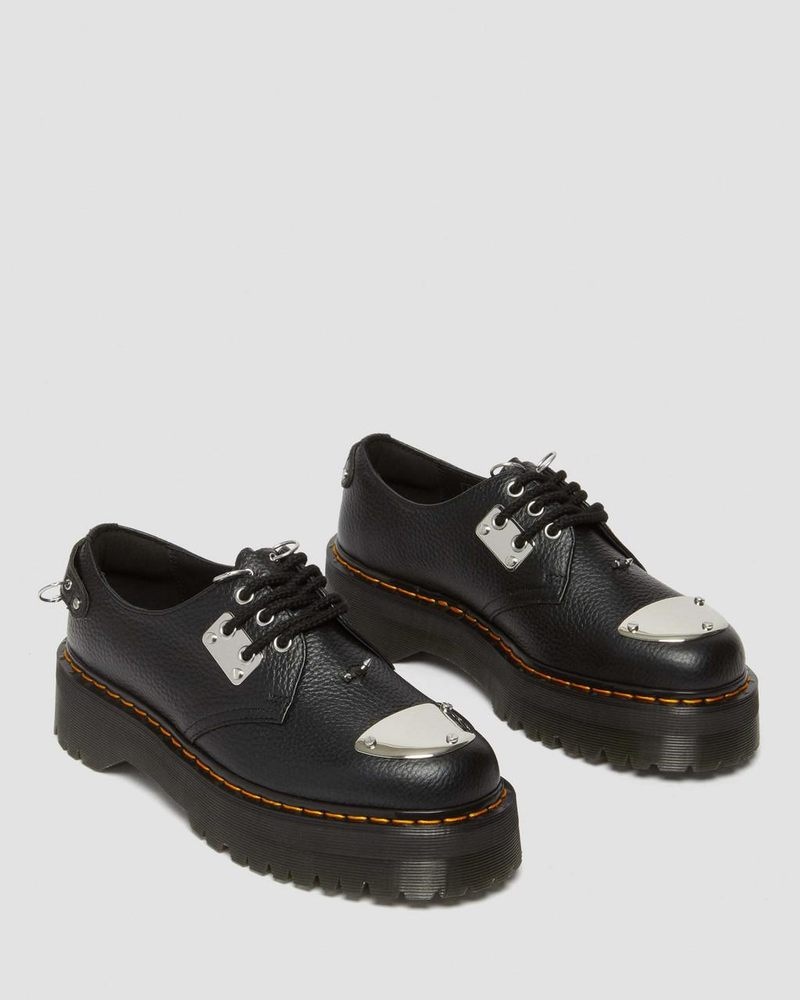 Black Doctor Martens 1461 Piercing Milled Nappa Leather Platform Shoes (Milled Nappa) | RQ49-X4EA