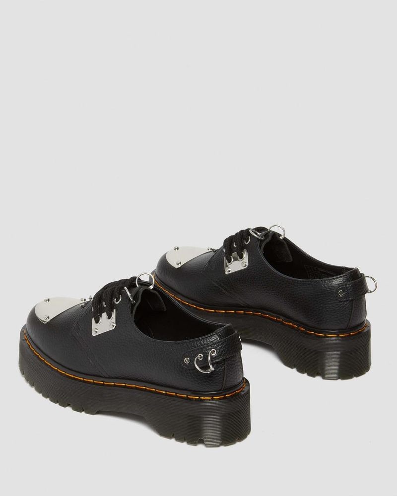 Black Doctor Martens 1461 Piercing Milled Nappa Leather Platform Shoes (Milled Nappa) | RQ49-X4EA