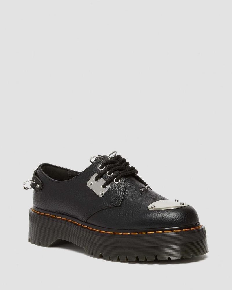 Black Doctor Martens 1461 Piercing Milled Nappa Leather Platform Shoes (Milled Nappa) | RQ49-X4EA