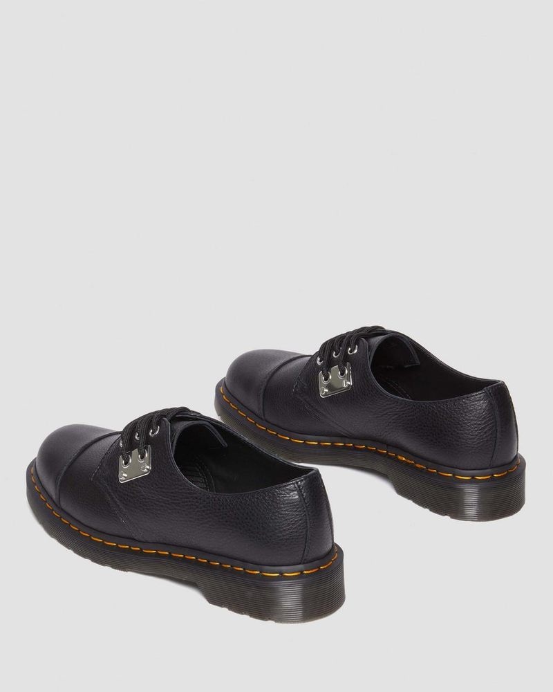 Black Doctor Martens 1461 Toe Plate Lunar Leather Oxford Shoes (Milled Nappa) | FF03-K3EX