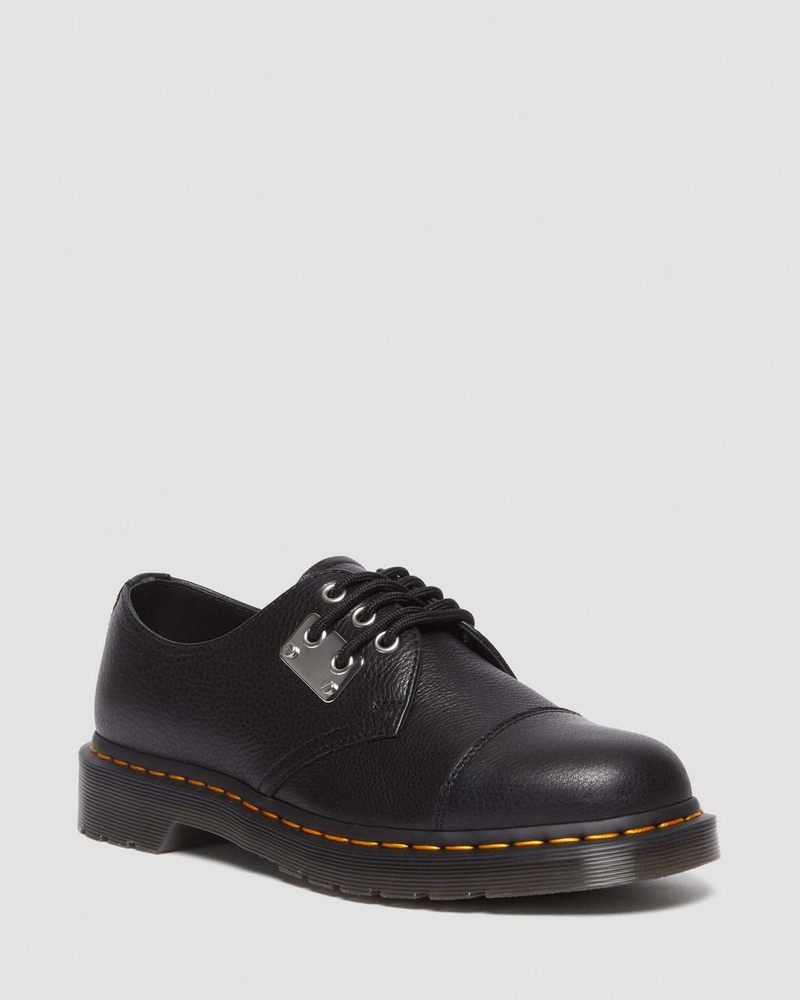 Black Doctor Martens 1461 Toe Plate Lunar Leather Oxford Shoes (Milled Nappa) | FF03-K3EX