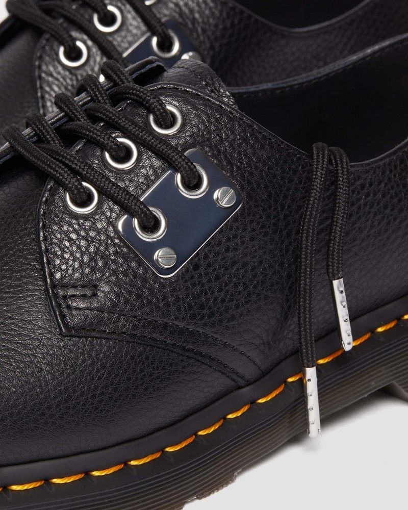 Black Doctor Martens 1461 Toe Plate Lunar Leather Oxford Shoes (Milled Nappa) | EE80-I2IQ