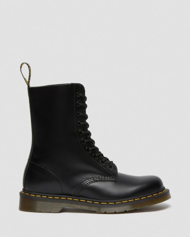 Black Doctor Martens 1490 Smooth Leather Mid Calf Boots (Smooth Leather) | VP67-X4JM