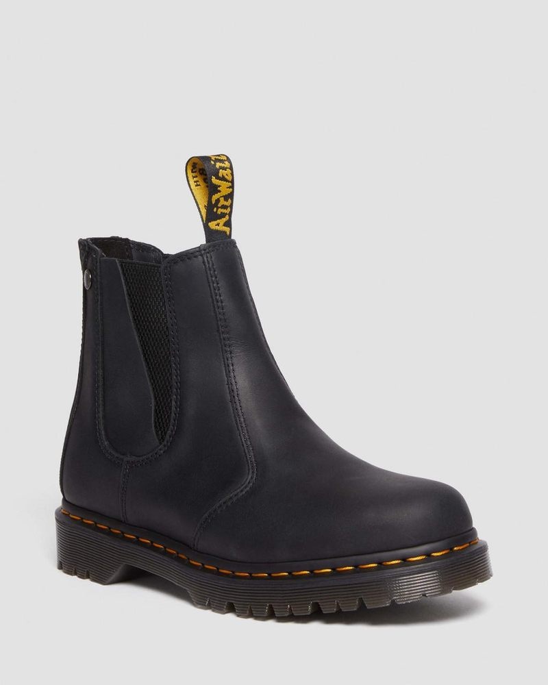 Black Doctor Martens 2976 Alternative Full Grain Leather Chelsea Boots (Waxed Full Grain) | JR82-W4HE