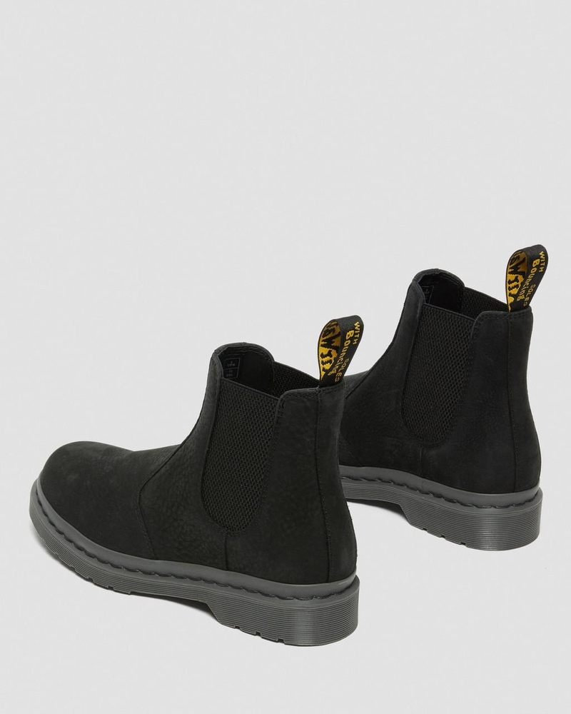 Black Doctor Martens 2976 Mono Milled Nubuck Leather Chelsea Boots (Milled Nubuck Wp) | WG97-N7TV