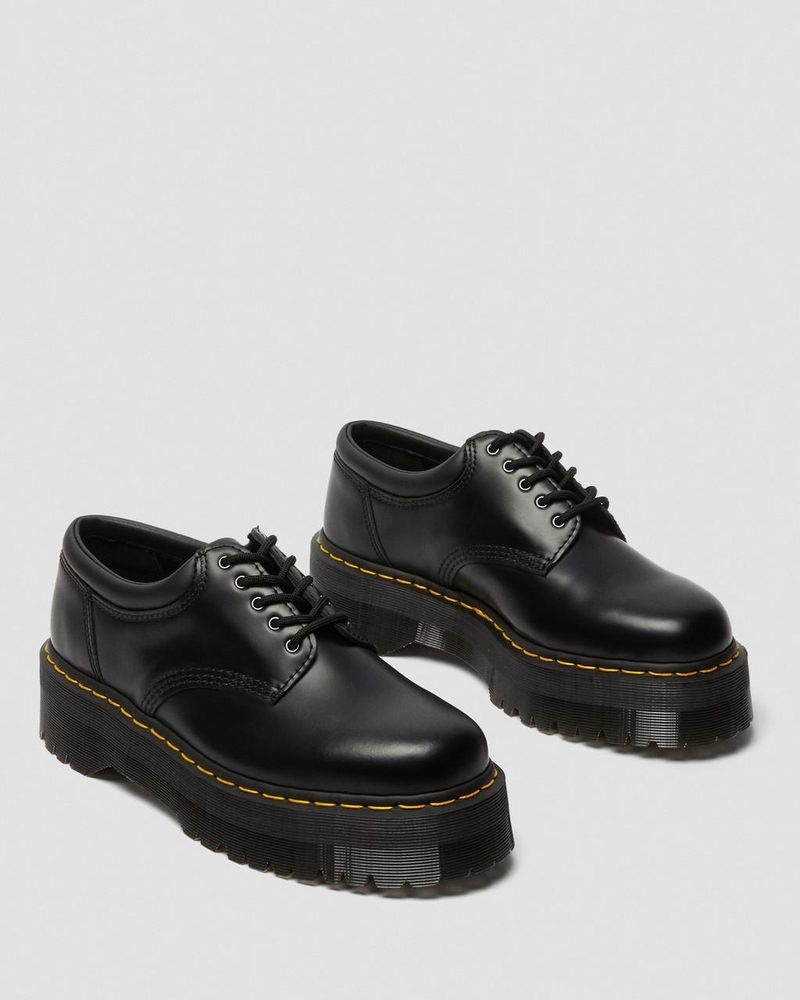 Black Doctor Martens 8053 Leather Platform Casual Shoes (Polished Smooth) | ZW53-H0XC