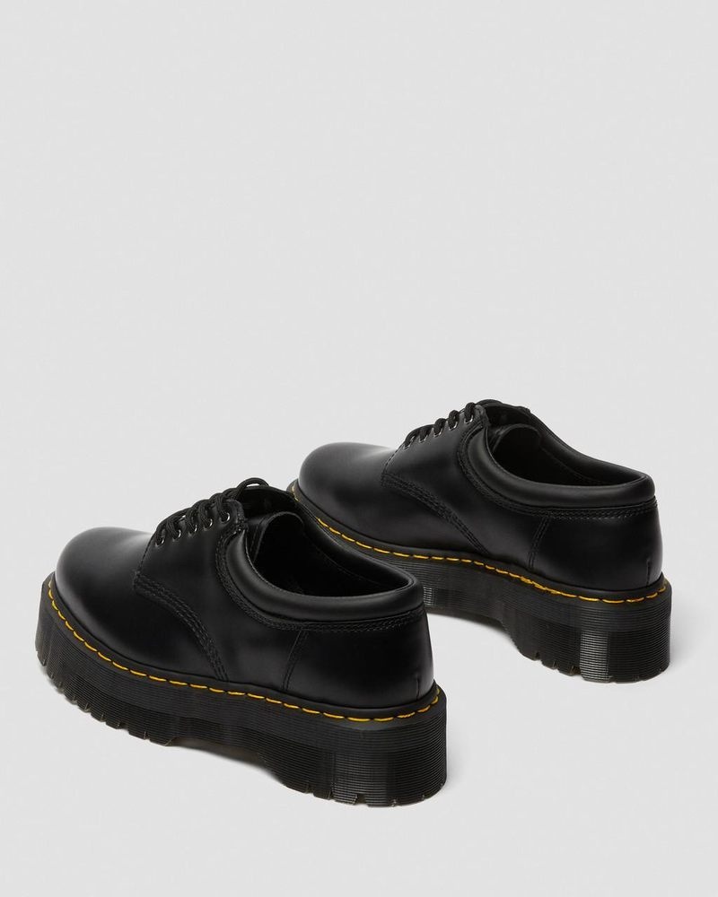 Black Doctor Martens 8053 Leather Platform Casual Shoes (Polished Smooth) | ZW53-H0XC