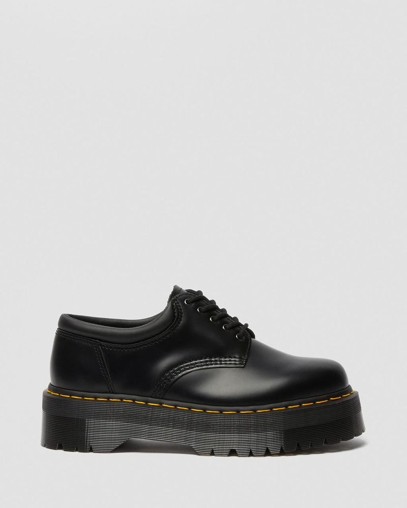 Black Doctor Martens 8053 Leather Platform Casual Shoes (Polished Smooth) | ZW53-H0XC