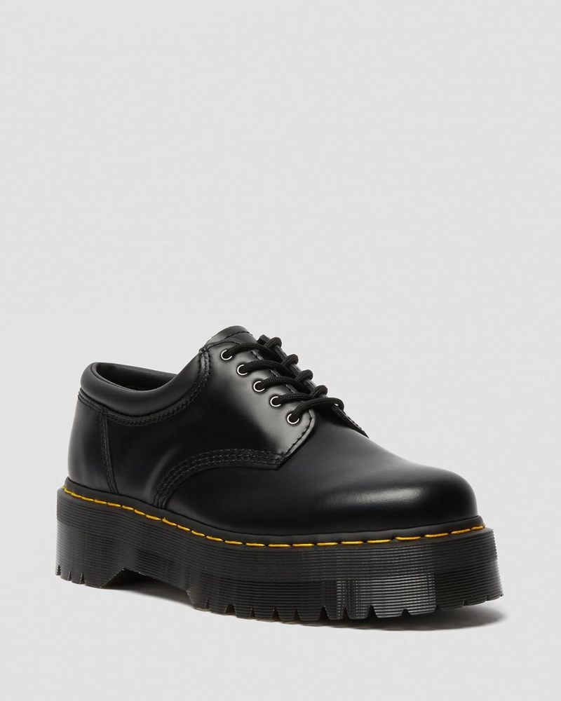 Black Doctor Martens 8053 Leather Platform Casual Shoes (Polished Smooth) | ZW53-H0XC