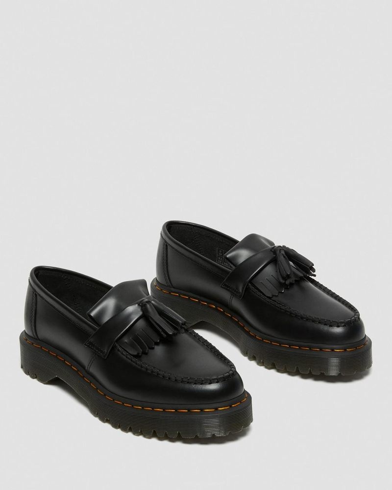 Black Doctor Martens Adrian Bex Smooth Leather Tassel Loafers (Smooth Leather) | KK08-R0DM