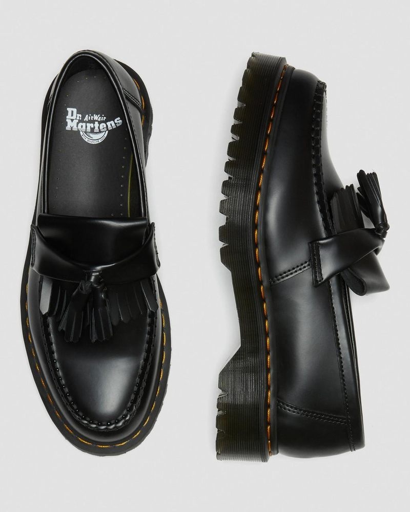 Black Doctor Martens Adrian Bex Smooth Leather Tassel Loafers (Smooth Leather) | KK08-R0DM