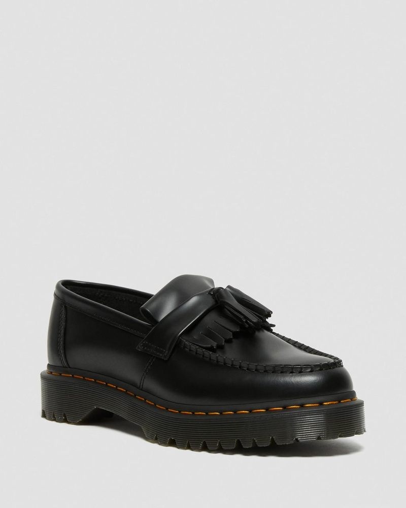 Black Doctor Martens Adrian Bex Smooth Leather Tassel Loafers (Smooth Leather) | KK08-R0DM