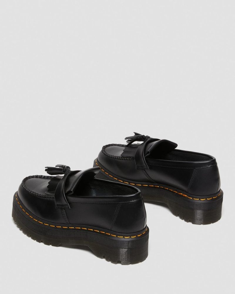 Black Doctor Martens Adrian Leather Platform Tassel Loafers (Smooth Leather) | TL35-L8HV