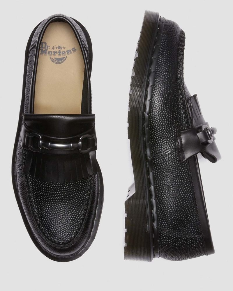 Black Doctor Martens Adrian Snaffle Pebble Grain Leather Kiltie Loafers | HG63-J7TH