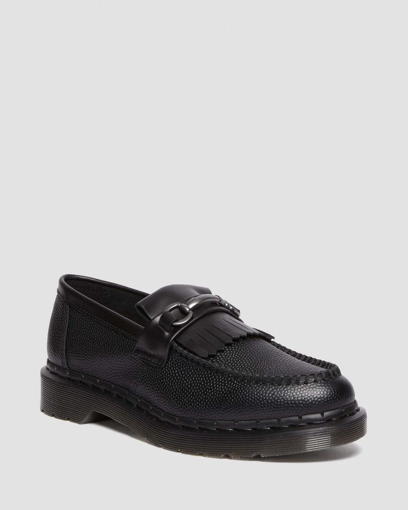 Black Doctor Martens Adrian Snaffle Pebble Grain Leather Kiltie Loafers | HG63-J7TH