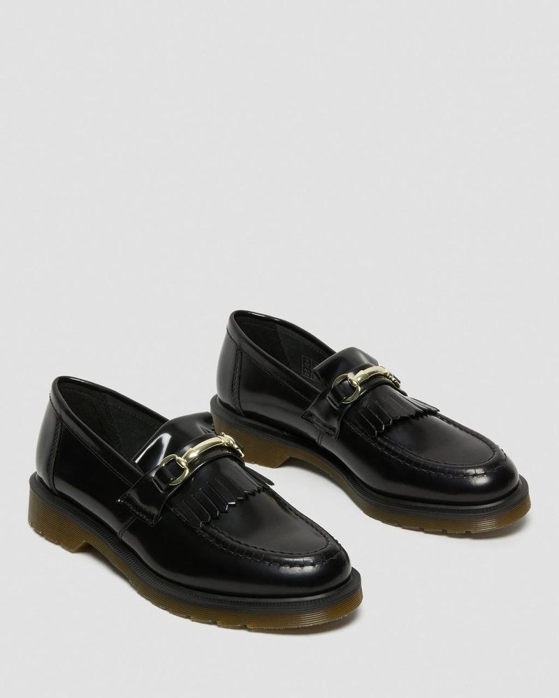 Black Doctor Martens Adrian Snaffle Smooth Leather Kiltie Loafers (Polished Smooth) | MC53-K9NZ