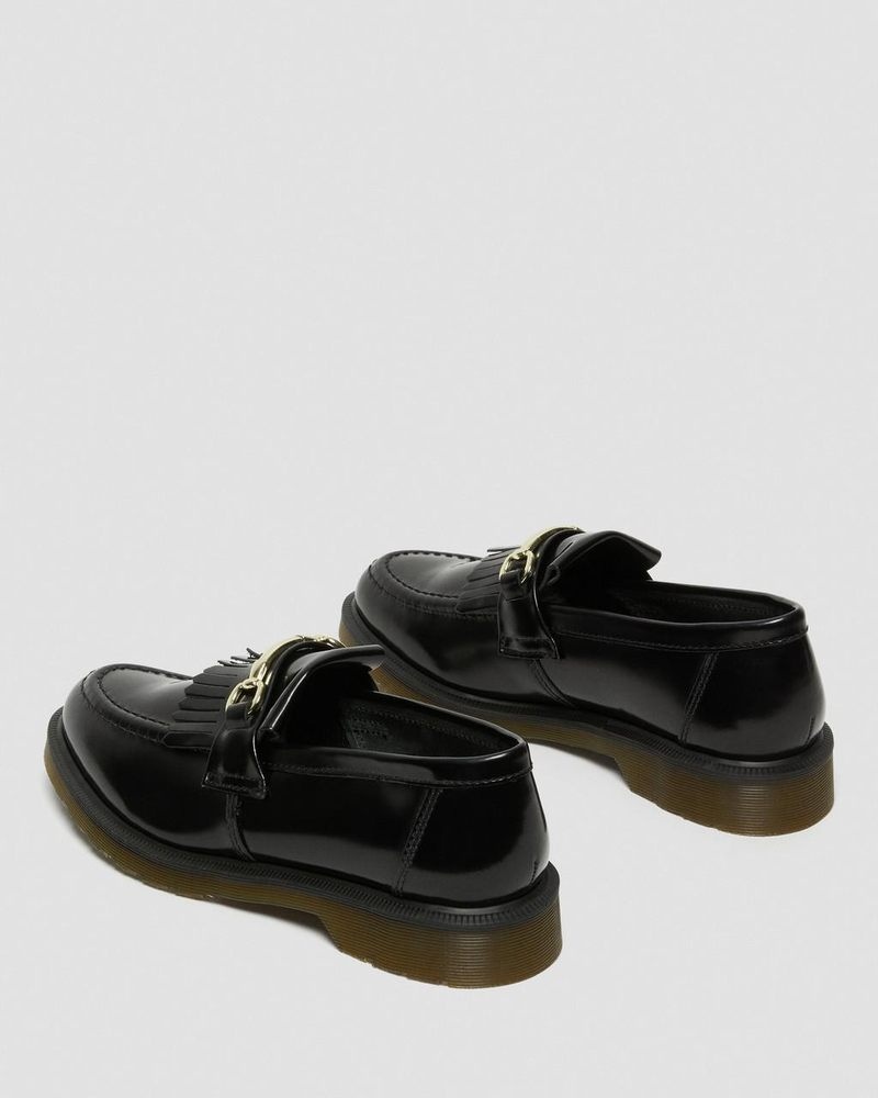 Black Doctor Martens Adrian Snaffle Smooth Leather Kiltie Loafers (Polished Smooth) | MC53-K9NZ