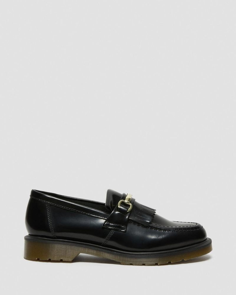 Black Doctor Martens Adrian Snaffle Smooth Leather Kiltie Loafers (Polished Smooth) | MC53-K9NZ