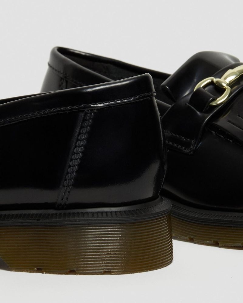 Black Doctor Martens Adrian Snaffle Smooth Leather Kiltie Loafers (Polished Smooth) | MC53-K9NZ