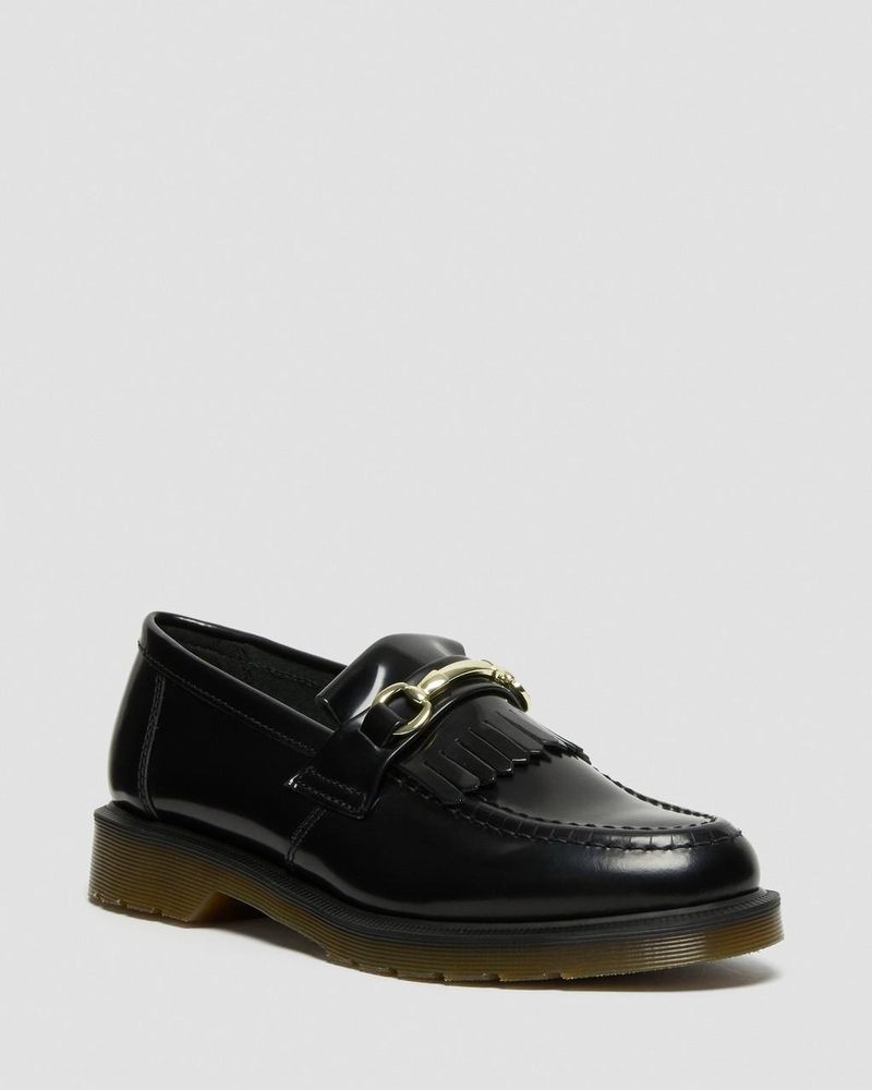 Black Doctor Martens Adrian Snaffle Smooth Leather Kiltie Loafers (Polished Smooth) | MC53-K9NZ