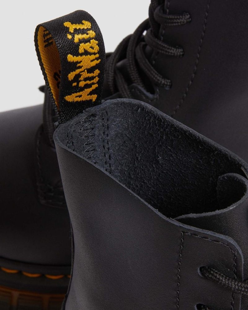 Black Doctor Martens Audrick Contrast Sole Leather Platform Ankle Boots (Polished Lucido) | OC40-G6ZS