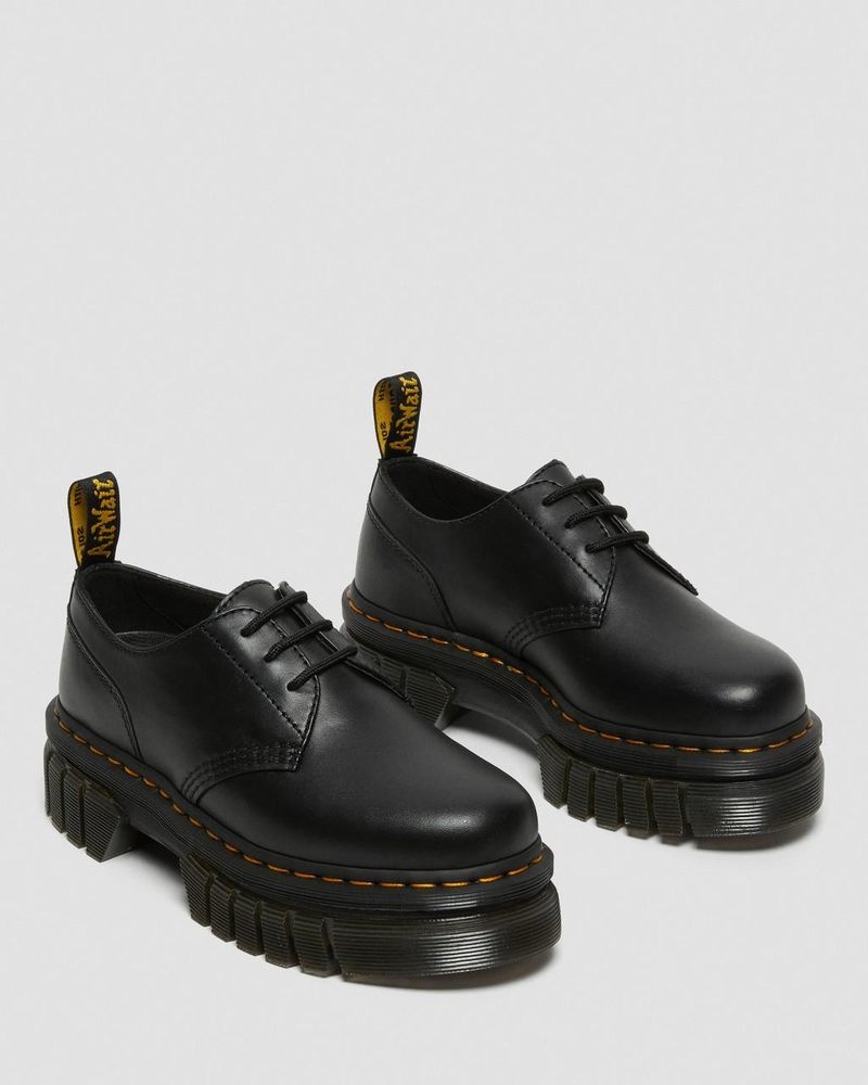 Black Doctor Martens Audrick Nappa Leather Platform Shoes (Nappa Lux) | BW73-Z4PJ