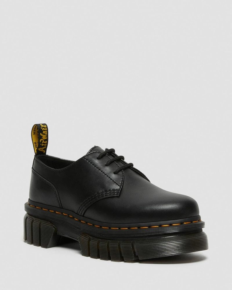 Black Doctor Martens Audrick Nappa Leather Platform Shoes (Nappa Lux) | BW73-Z4PJ