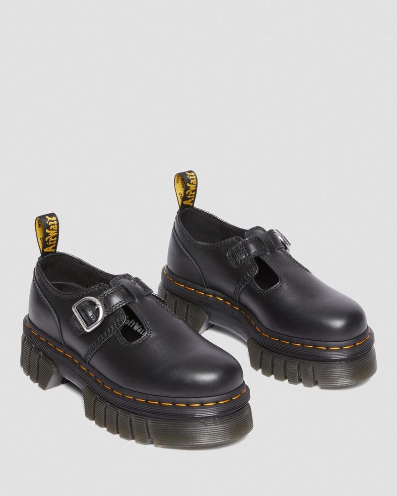 Black Doctor Martens Audrick Nappa Lux Platform Mary Jane Shoes (Nappa Lux) | VV73-K2LR