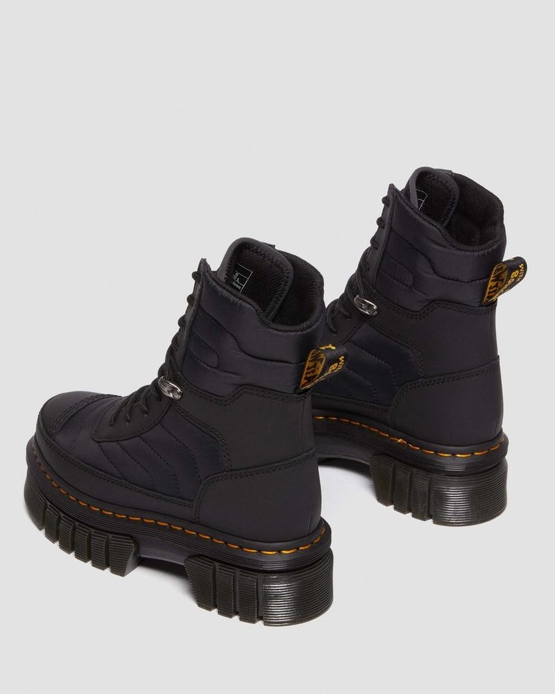 Black Doctor Martens Audrick Quilted Platform Ankle Boots (Rubberised Leather+Warm Quilted) | BO56-P6IV