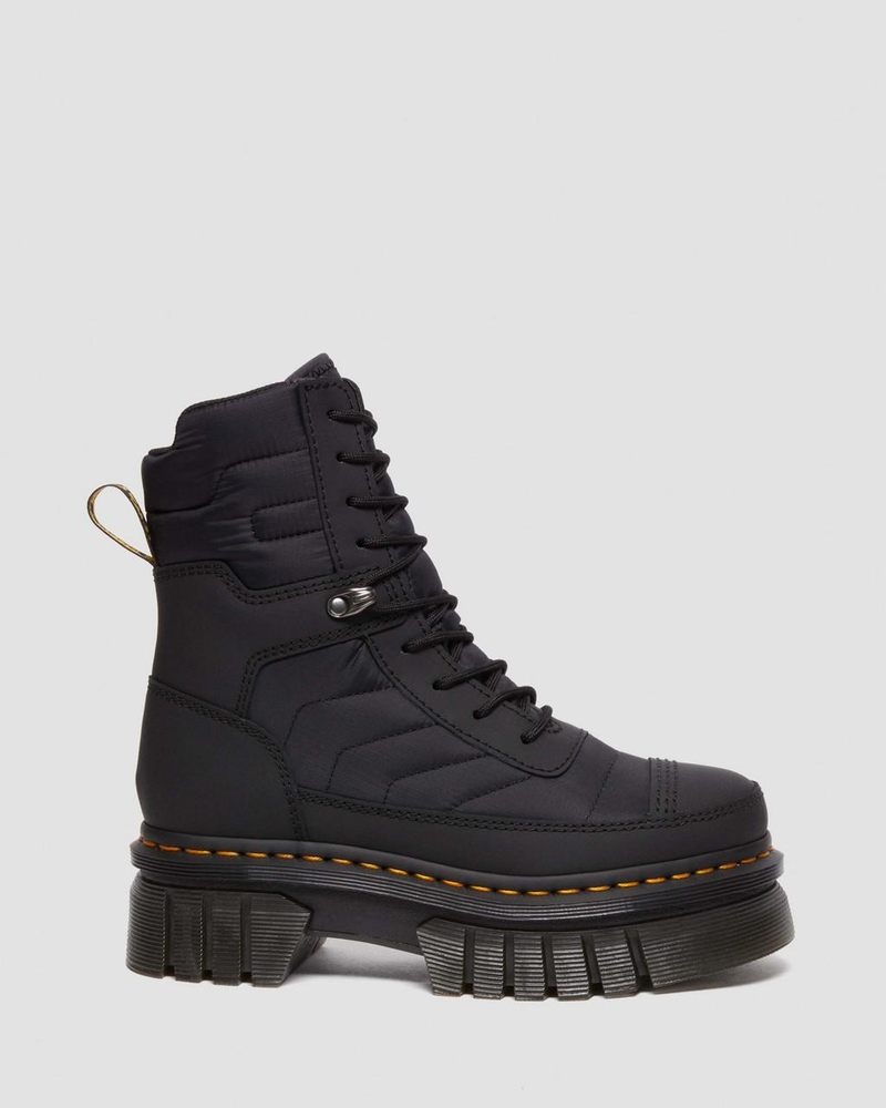 Black Doctor Martens Audrick Quilted Platform Ankle Boots (Rubberised Leather+Warm Quilted) | BO56-P6IV