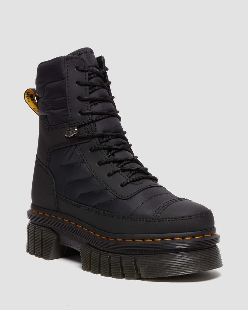 Black Doctor Martens Audrick Quilted Platform Ankle Boots (Rubberised Leather+Warm Quilted) | BO56-P6IV