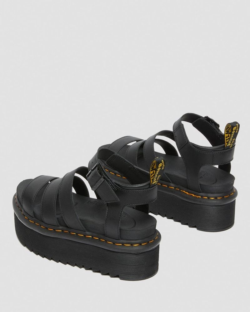 Black Doctor Martens Blaire Hydro Leather Platform Strap Sandals (Hydro Leather) | XX81-N6KF