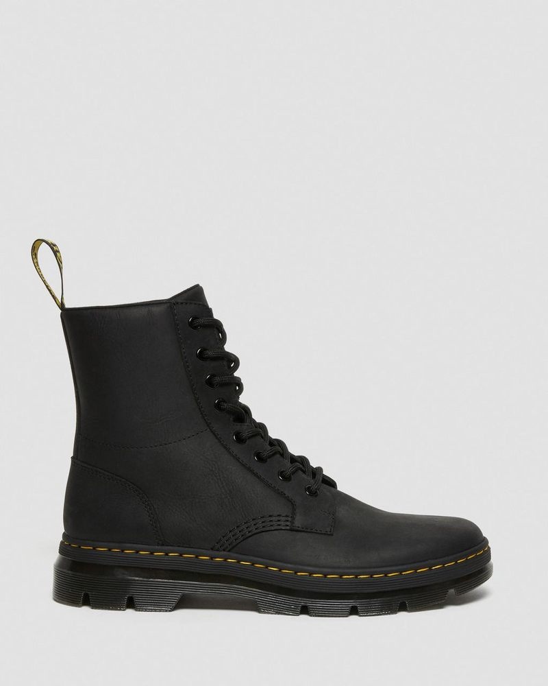 Black Doctor Martens Combs Leather Casual Boots (Wyoming) | PK88-U2ZH