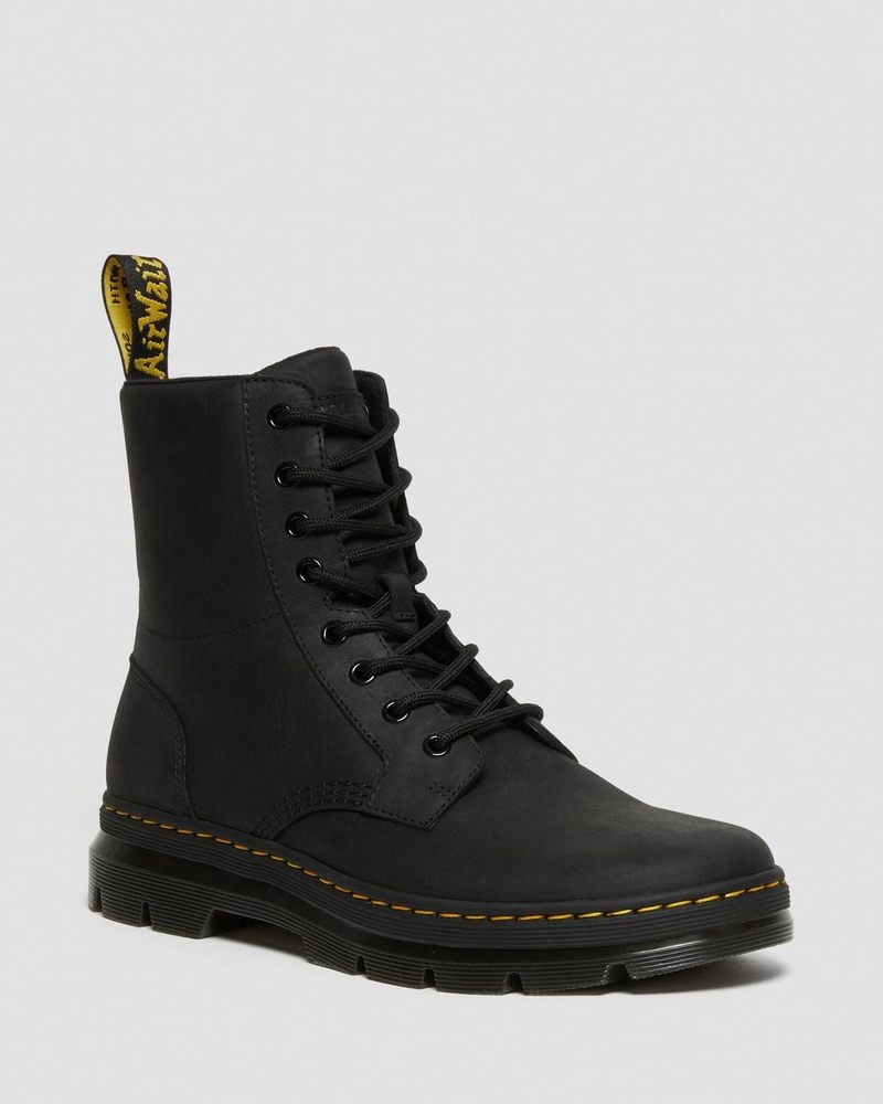 Black Doctor Martens Combs Leather Casual Boots (Wyoming) | PK88-U2ZH