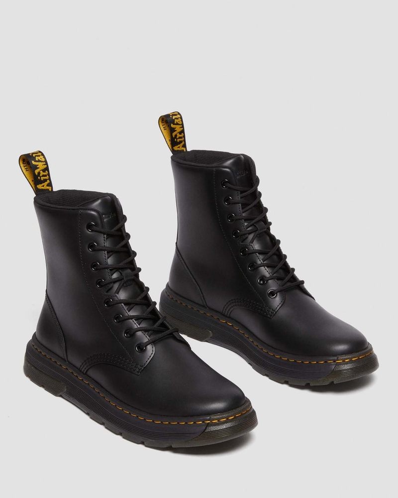 Black Doctor Martens Crewson Classic Leather Everyday Boots | FV65-J7MB