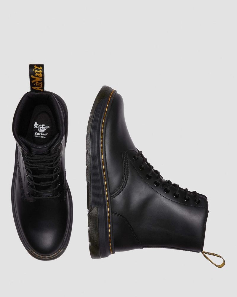 Black Doctor Martens Crewson Classic Leather Everyday Boots | FV65-J7MB