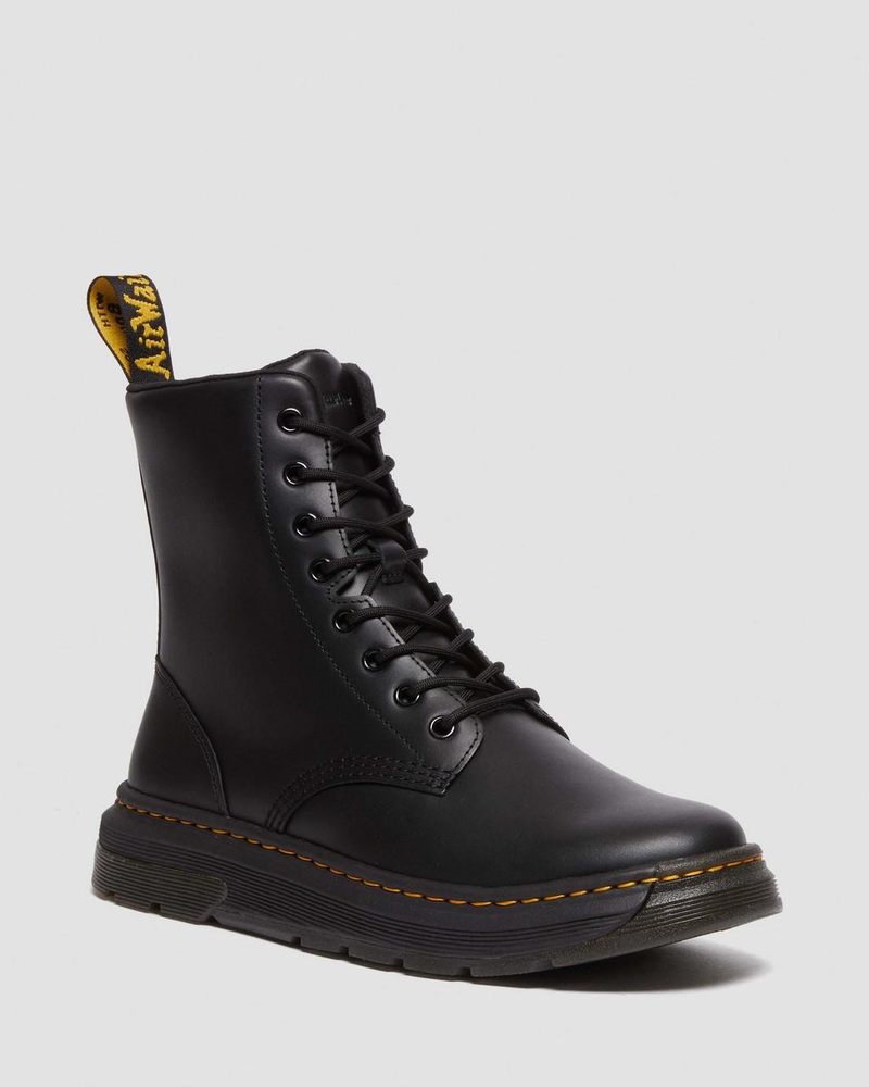 Black Doctor Martens Crewson Classic Leather Everyday Boots | FV65-J7MB