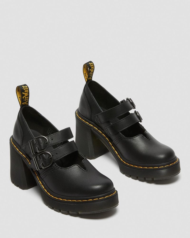 Black Doctor Martens Eviee Sendal Leather Heeled Shoes (Sendal) | WO92-Q3AH