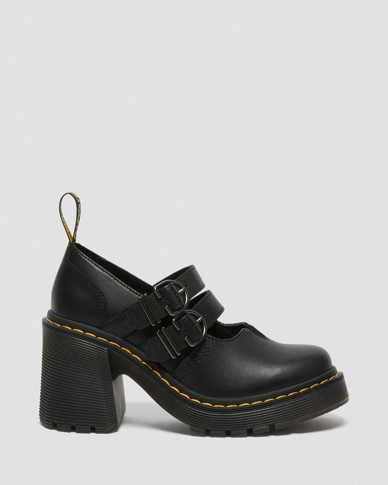 Black Doctor Martens Eviee Sendal Leather Heeled Shoes (Sendal) | WO92-Q3AH