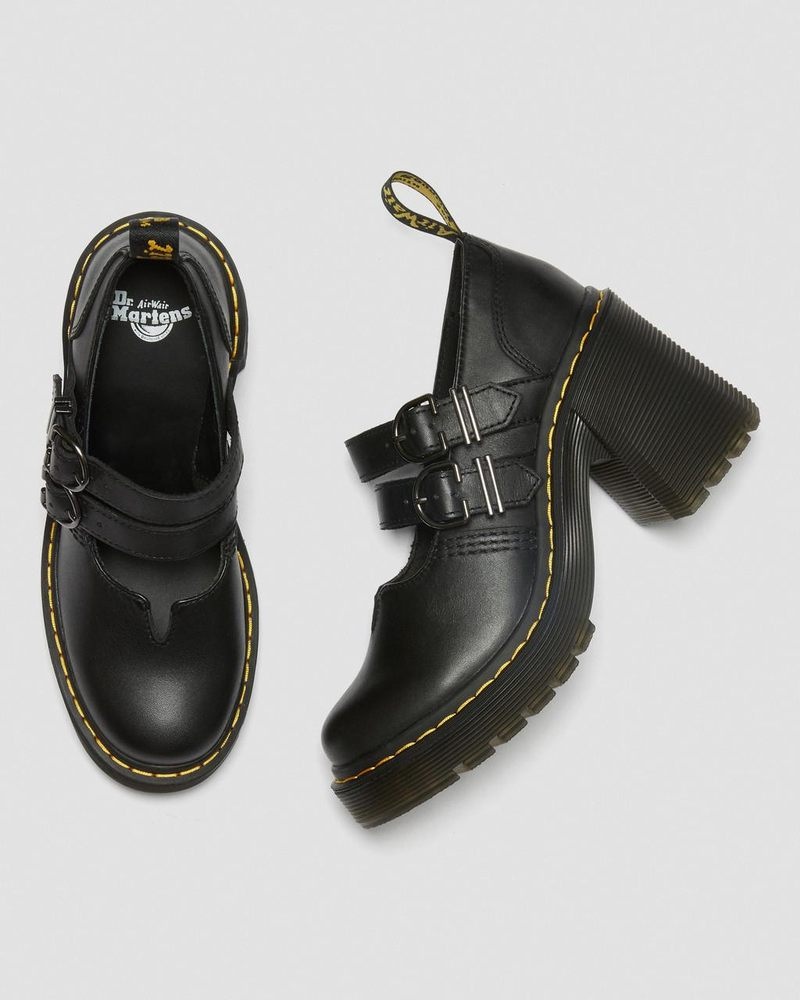 Black Doctor Martens Eviee Sendal Leather Heeled Shoes (Sendal) | WO92-Q3AH