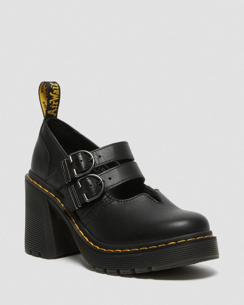 Black Doctor Martens Eviee Sendal Leather Heeled Shoes (Sendal) | WO92-Q3AH