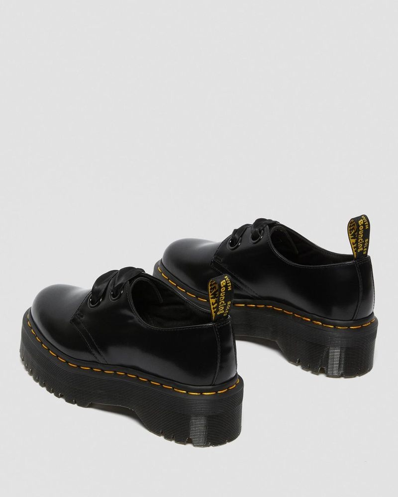 Black Doctor Martens Holly - Leather Platform Shoes (Buttero) | GL62-Z5GB