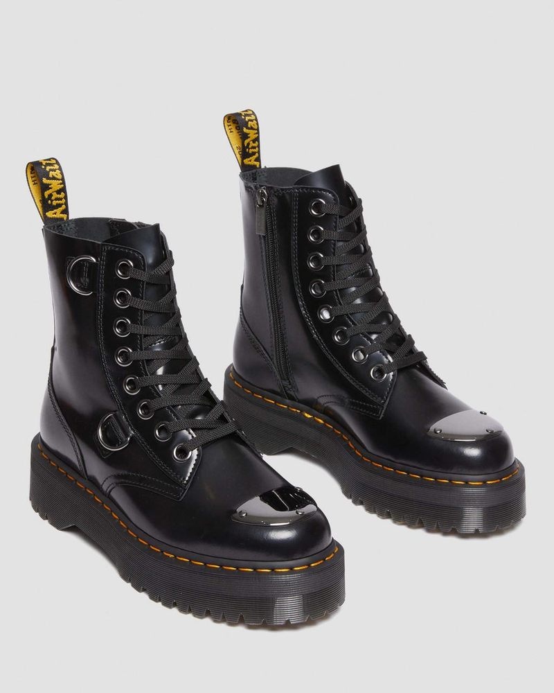 Black Doctor Martens Jadon Boot Toe Guard Leather Platforms (Buttero) | HE98-O8LB