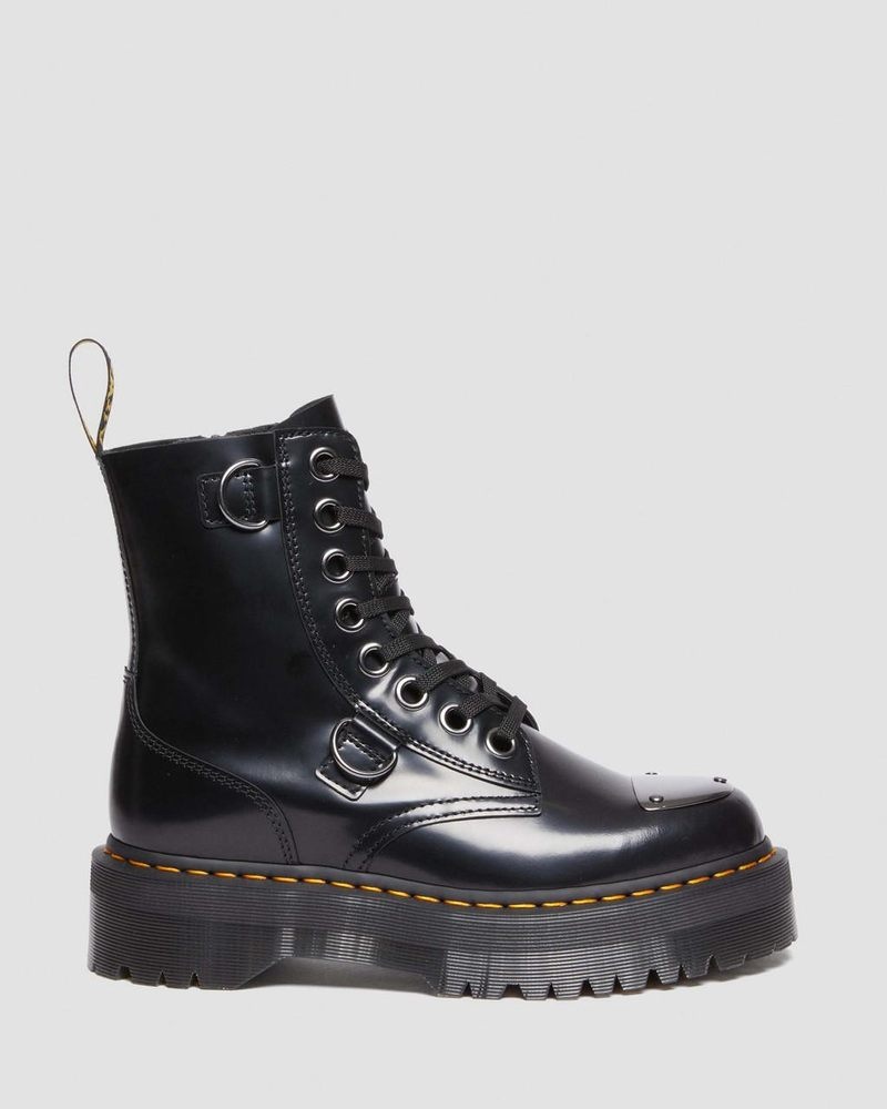 Black Doctor Martens Jadon Boot Toe Guard Leather Platforms (Buttero) | HE98-O8LB