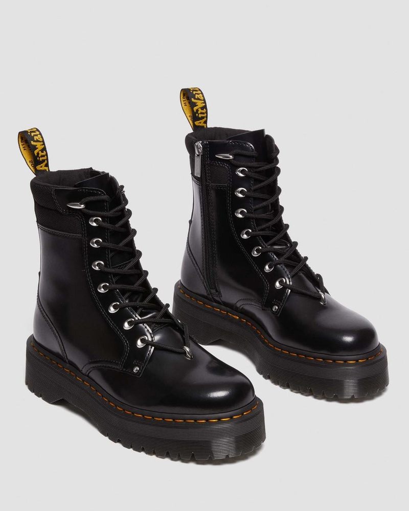 Black Doctor Martens Jadon II Boot Hardware Buttero Leather Platforms (Buttero) | VT92-K5WU